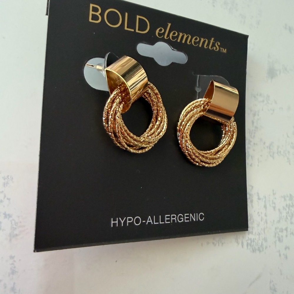 Bold Elements Twisted Gold Earrings - image 3